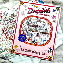 Load image into Gallery viewer, Dropcloth Embroidery The Original sampler Kit. Each kit includes sampler, instructions, hoop, needle, thread, and a free trial for a Creativebug class.