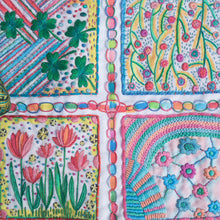 Load image into Gallery viewer, Garden Path is a collection of four unique florals scenes. Finished samplers can be framed or stitched into coasters or pattern weights. A Creativebug class walks you through the project.
