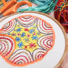 Load image into Gallery viewer, Dropcloth Samplers Colorburst sampler design: Ring Toss by Rebecca Ringquist
