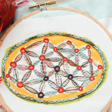 Load image into Gallery viewer, Dropcloth Samplers Colorburst sampler design: Seeds by Rebecca Ringquist