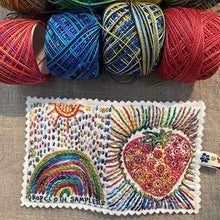 Load image into Gallery viewer, Dropcloth Samplers design: Strawberry Needle Book project and custom Wonderfil x Dropcloth threads
