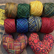 Load image into Gallery viewer, Dropcloth Samplers collaborated on a custom collection of threads from Wonderfil. Comes with nine variegated colors and is perfectly coordinated to this sampler.