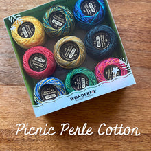 Load image into Gallery viewer, Dropcloth Samplers collaborated on a custom collection of threads from Wonderfil. Comes with nine variegated colors and is perfectly coordinated to this sampler.