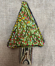 Load image into Gallery viewer, Dropcloth Embroidery Samplers design: Christmas Tree Ornaments (berry branches tree). Comes with step-by-step instructions.