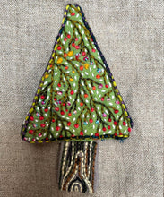 Load image into Gallery viewer, Dropcloth Embroidery Samplers design: Christmas Tree Ornaments (berry branches tree). Comes with step-by-step instructions.