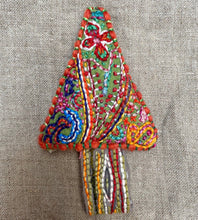 Load image into Gallery viewer, Dropcloth Embroidery Samplers design: Christmas Tree Ornaments (paisley tree). Comes with step-by-step instructions.