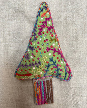 Load image into Gallery viewer, Dropcloth Embroidery Samplers design: Christmas Tree Ornaments (garland snow tree). Comes with step-by-step instructions.