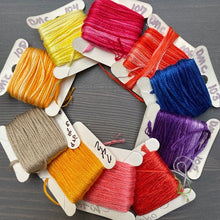 Load image into Gallery viewer, Image of Dropcloth curated ten paper bobbins full of embroidery floss. Arrives ready to use, already organized.