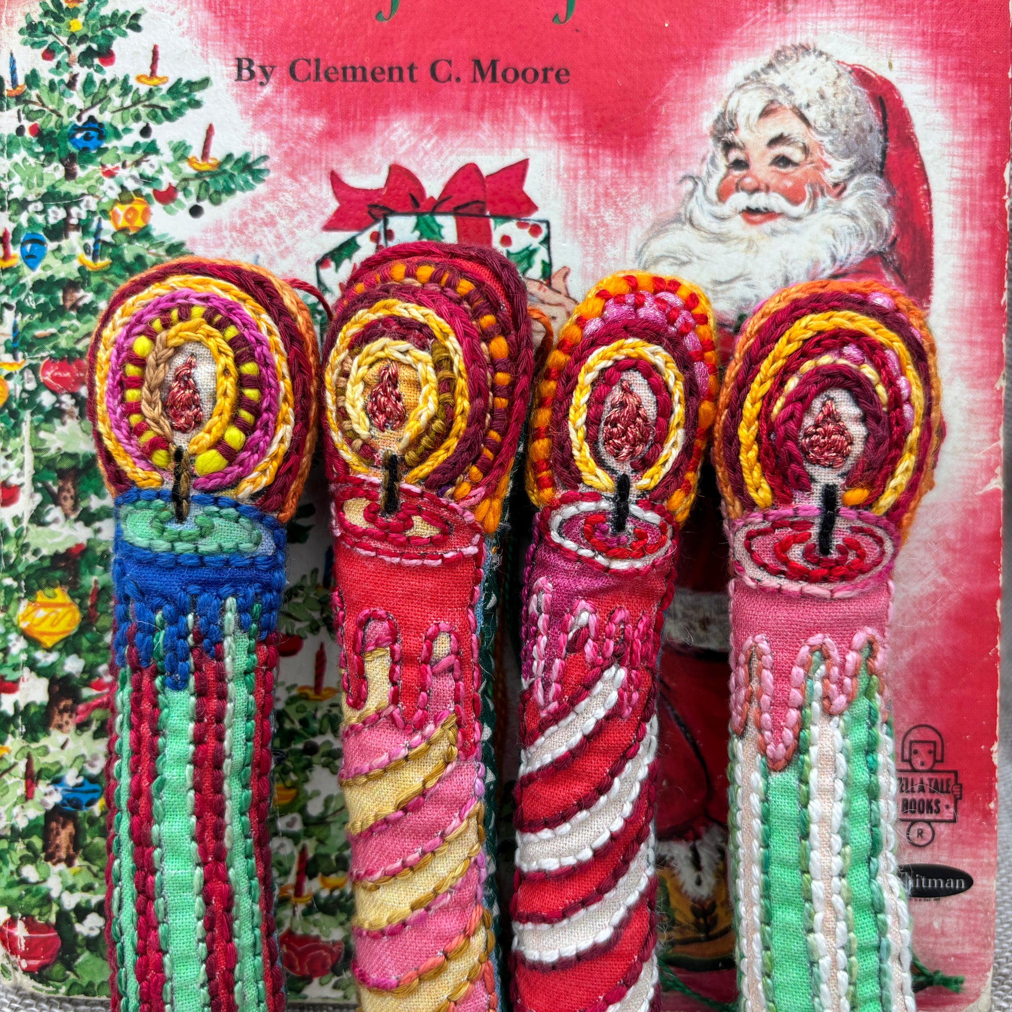 DIY Embroidered Candle Ornaments Project Printed Sampler