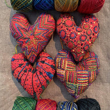 Load image into Gallery viewer, Dropcloth Samplers collaborated on a custom collection of threads from Wonderfil. Pair a purchase of threads with our Dropcloth Heart Ornaments Sampler. Comes with nine variegated colors.
