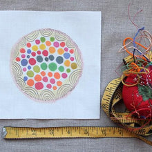 Load image into Gallery viewer, Dropcloth Samplers Colorburst sampler design by Rebecca Ringquist:  Bubblegum—unstitched
