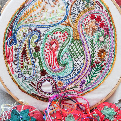 Dropcloth Embroidery Samplers design: Paisley