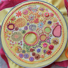 Load image into Gallery viewer, Dropcloth Embroidery Samplers design: Sunshine 
