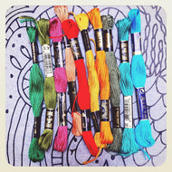A set of ten colors of Six Strand Floss. We'll pick ten different colors for you, perfect for working on your Dropcloth Samplers or other embroidery projects. Each envelope contains 10 different colors, and may vary from what is shown. 