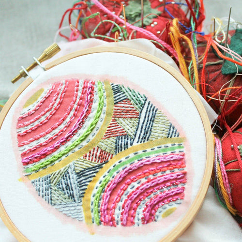 Dropcloth Embroidery Samplers Colorburst sampler design:  Pysanka by Rebecca Ringquist