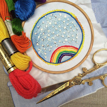 Load image into Gallery viewer, Dropcloth Embroidery Samplers Colorburst sampler design: Rainbow by Rebecca Ringquist
